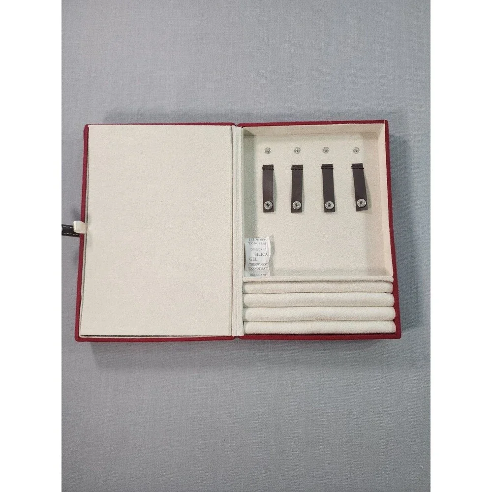 Red Velvet Jewelry Organizer Box with Faux Pearl Accents – Necklace, Ring &...